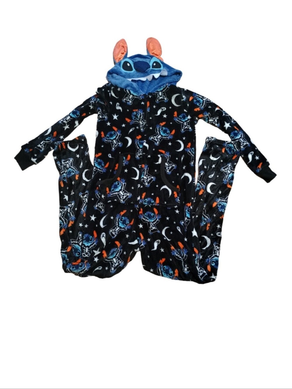 Disney Stitch Kids' Black and Blue Plush Onesie Pajamas